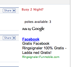 Google-annons på Facebook: &lsquo;Facebook. Gratis Facebook Ringsignaler 100 % Gratis - Ladda ned Gratis!&rsquo;