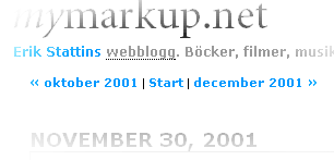 &lt;oktober 2001 | Start | december 2001